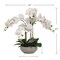 20" White Phalaenopsis Orchid Flowers in Round Grey Pot - Ideal for Home, Office, and Event Décor - Floral Home by Artificial Flowers